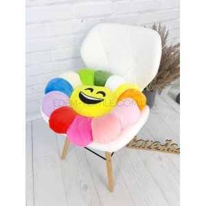 Яркая сидушка подушка на стул Эмодзи Улыбка , диаметр 47