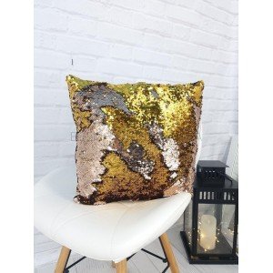 Двухцветная наволочка в паетхах декоративная , 40х40
