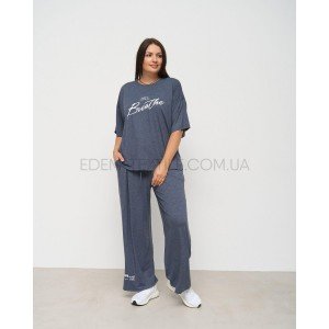 Комплект женский Футболка Штаны 32047 Батал Синий, 2XL