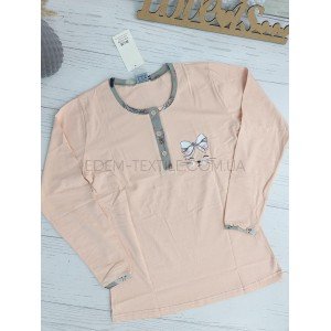 Пижама кофта на пуговицах и штаны с котиками 1584 Персиковый, S