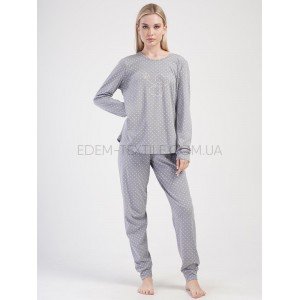Хлопковый женский комплект с брюками Батал 1248 Серый, 1XL