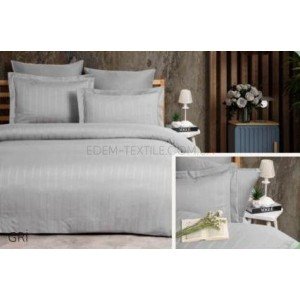Постельное белье из Сатин Страйпа Issihome Gri , Евро