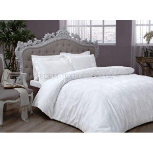 Комплект белья Tac Daria White Жаккард Турция , Евро