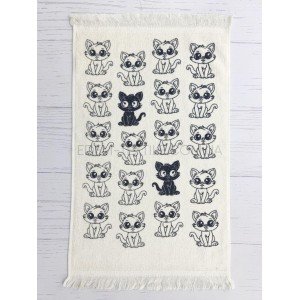 Махровое полотенце для рук черно белые Котики , 40х60