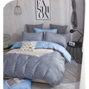 Постельное белье сатин принт Клетка B-0342 , Евро