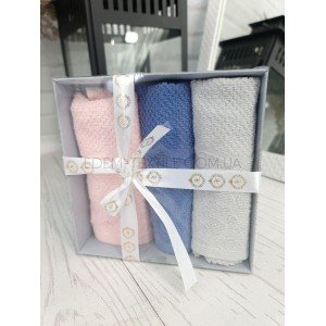 Махровые салфетки для рук на подарок Соты , 30х50-3шт