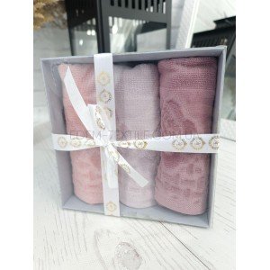 Набор турецких кухонных махровых полотенец Розы , 30х50-3шт