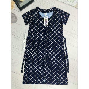 Халат для полных трикотаж на молнии Ромбы 026 Черный, 1XL