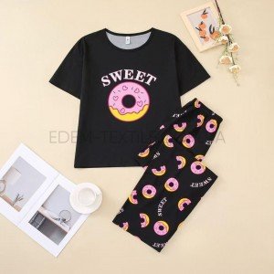 Пижама с пончиками футболка и штаны Sweet 19034 Черный, L