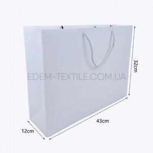 Пакет для упаковки подарка однотонный Белый Белый, 43х32х12