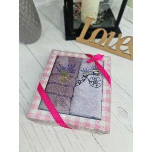 Кухонные махровые полотенца для рук Лаванда , 30х50-2шт
