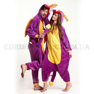 Костюм Kигуруми Дракон Фиолетовый , Рост 163-175 (L)
