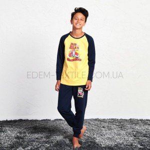 Теплая пижама для мальчика Машинки 705016 Желтый, Рост 92 (1-2 года)