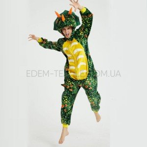 Кигуруми Трицератопс темно Зеленый Динозавр , Рост 163-175 (L)