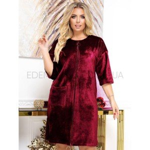 Женский халат на молнии для Пышных Леди 170477 Бордовый, L Женский халат на молнии для Пышных Леди 170477 Бордовый, L