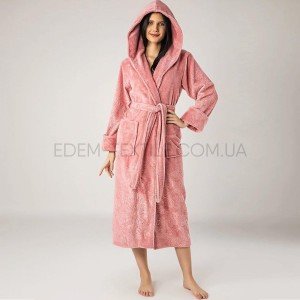 Женский банный махровый халат Бамбук Nusa 8655 Пудровый, L/XL