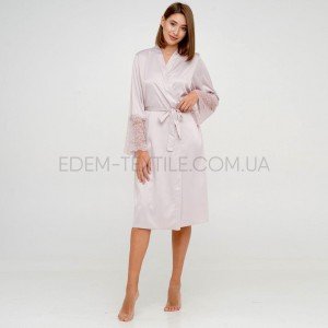 Красивый Женский халат кружевом Julia Ulich 4100 Пудровый, 2XL