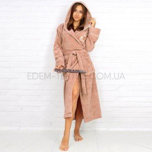 Женский Халат с капюшоном Махра Radiance Бежевый, XL Женский Халат с капюшоном Махра Radiance Бежевый, XL