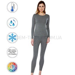 Комплект Термобелья женский с начесом Cotpark 9010 Серый, 2XL
