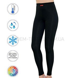 Женские термо кальсоны с манжетом Cotpark 9011 Черный, 2XL