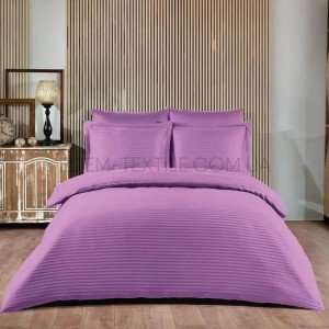 Постельное белье Satin Strip Турция Zeron Lila Ментоловый, Семейный
