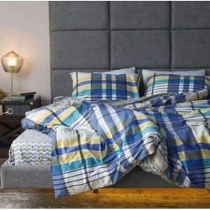 Комплект постельного белья Сатин Клетка 15 , Двуспальный