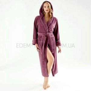 Халат женский длинный с капюшоном Nusa 6890 марсала, M