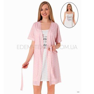 Комплект двойка халат и рубашка Cotpark 16181 Розовый, 2XL Комплект двойка халат и рубашка Cotpark 16181 Розовый, 2XL