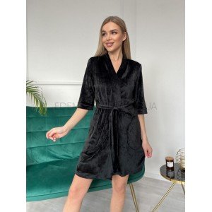 Велюровый женский халат на запах XB3 Julia Ulich Черный, L
