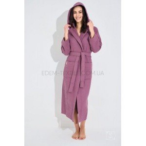 Вафельный женский халат длинный Nusa 4160 Лиловый, L/XL