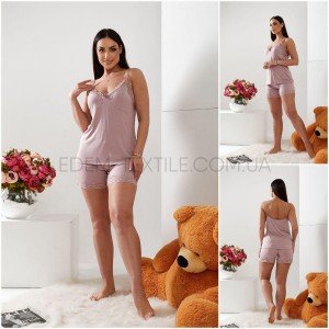 Пижама с майкой на узких бретелях Батал 17246 Лиловый, 3XL