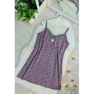 Летняя ночная сорочка на бретелях HNX Букет цветов Летняя ночная сорочка на бретелях HNX Букет цветов