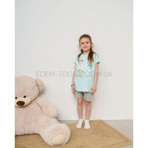Пижама футболка с шортами для девочки Цветы Мятный, Рост 156-162 (13-14 лет) Пижама футболка с шортами для девочки Цветы Мятный, Рост 156-162 (13-14 лет)