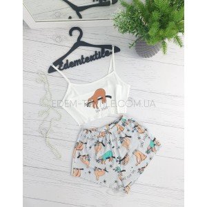 Летняя Пижама топ и шоры Saimeiqi Ленивец Серый, XL Летняя Пижама топ и шоры Saimeiqi Ленивец Серый, XL