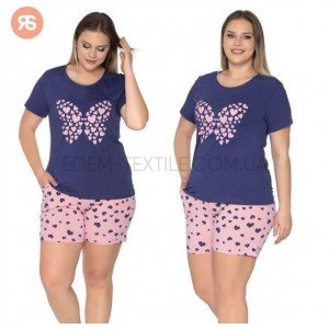 Пижама Батал Футболка и Шорты Бабочка 4699 Синий, 3XL Пижама Батал Футболка и Шорты Бабочка 4699 Синий, 3XL