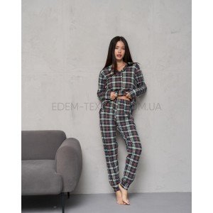 Пижама женская на пуговицах в Клетку 96674 Красный, XL