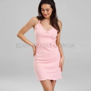 Трикотажная сорочка на бретелях в Рубчик 48002