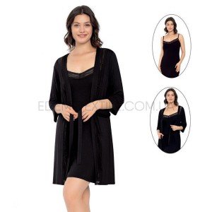 Женский халат и рубашка ночная Cotpark 16215 Черный, XL Женский халат и рубашка ночная Cotpark 16215 Черный, XL