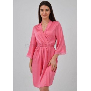 Легкий Шелковый Женский халат 1563 Leinle Розовый, 2XL