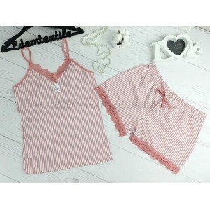 Комплект летний для сна с Шортами HNX Полоска Пудровый, 2XL Комплект летний для сна с Шортами HNX Полоска Пудровый, 2XL