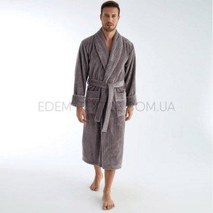 Изысканный Мужской Халат велюровый с воротником Nusa 1330 Бежевый, 4XL