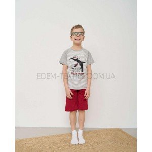 Пижама с шортами для мальчика Акула за штурвалом Серый, Рост 122-128 (7-8 лет) Пижама с шортами для мальчика Акула за штурвалом Серый, Рост 122-128 (7-8 лет)