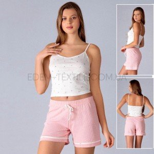 Пижама Шорты и Топ на бретельках Rubina 5719 Розовый, L