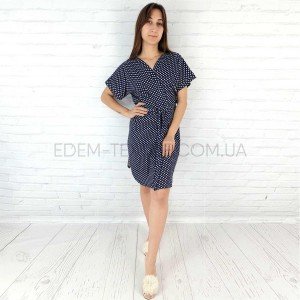 Трикотажный женский халат на запах Elegans Темно-синий, 3XL