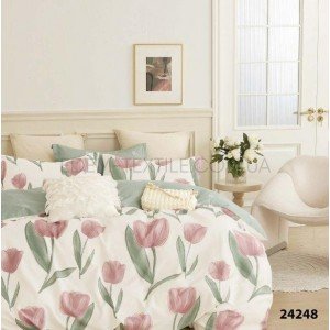 Комплект постели с Тюльпанами Ранфорс 24248 , Двуспальный
