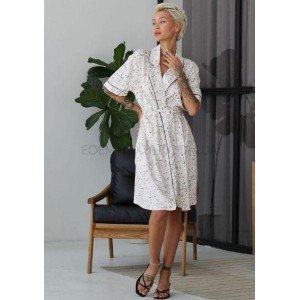 Элегантный халат на запах с воротником 1112 Белый, M