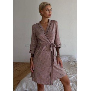 Легкий элегантный женский халат на запах 1572 Бежевый, 3XL