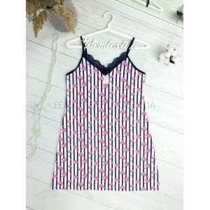 Ночная рубашка HNX хлопок Полоска Сердечки Ночная рубашка HNX хлопок Полоска Сердечки