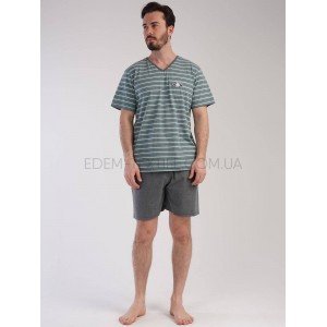 Трикотажный комплект с шортами для мужчин 212551 Зеленый, 3XL