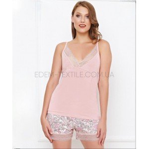 Пижама Шорты и Майка на тонкой бретели 17203 Персиковый, 3XL